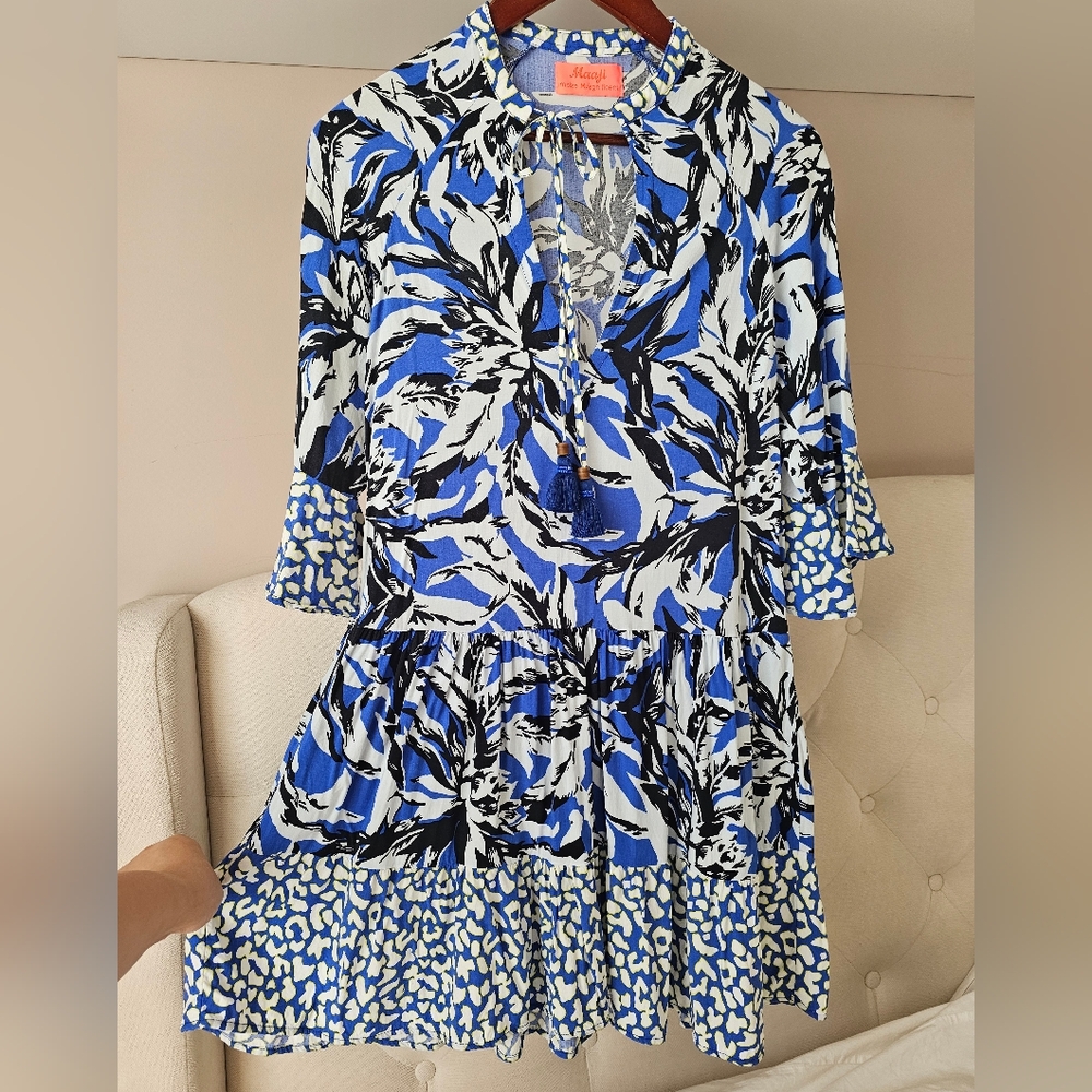 MAAJI -Sz M- Blue Boho Coverup Tunic